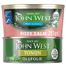John West tonijnstukken of roze zalm